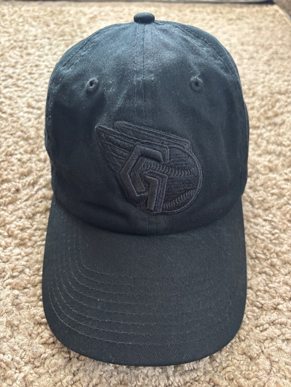 Official MLB Cleveland Guardians Blk  Embroidered Baseball Cap Sz OS adj strap